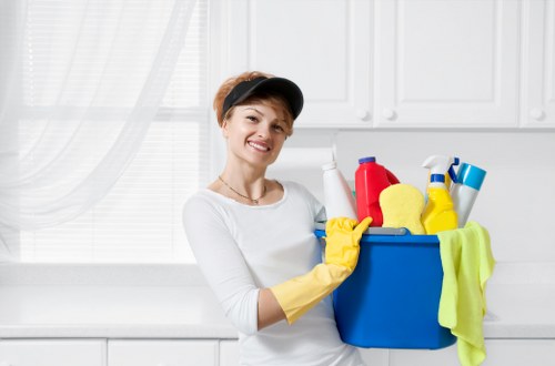 Professional cleaning equipment used on a sofa