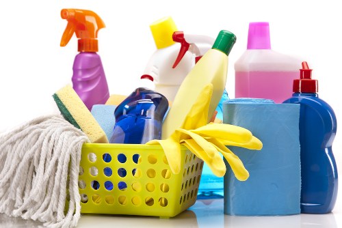Carpet cleaning team sorting recyclable waste in SW13